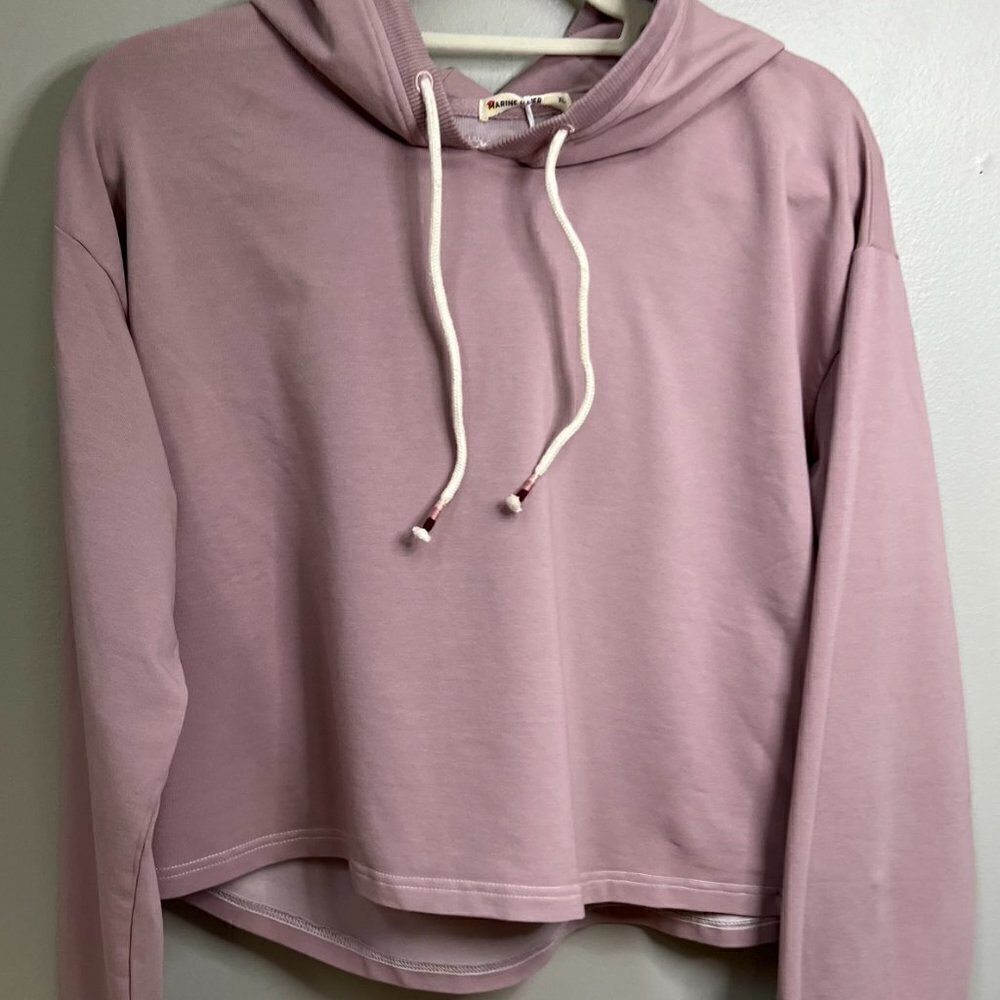 Marine Layer Tate Cropped Hoodie In Lavender color Size XL